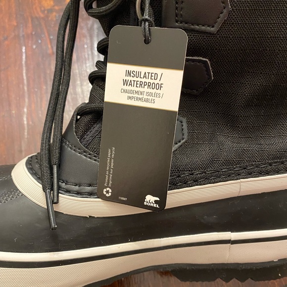 Sorel winter carnival waterproof seam sealed boot black w/stone faux fur 8.5 NEW - Picture 10 of 12